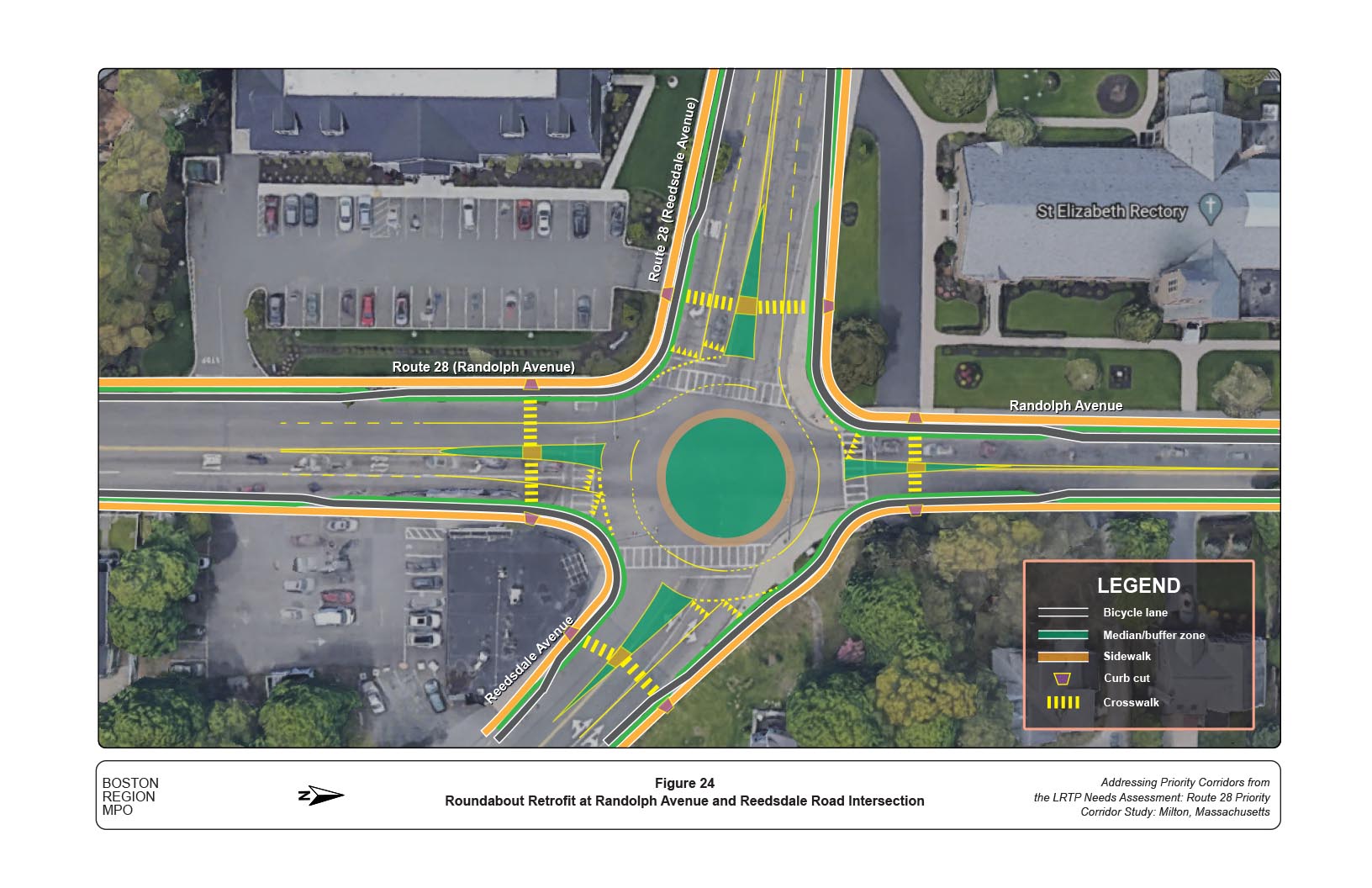 Figure 24
Roundabout Retrofit at Randolph Avenue and Reedsdale Road Intersection
Figure 24 shows the layout of the Roundabout Retrofit at Randolph Avenue and Reedsdale Road Intersection.
