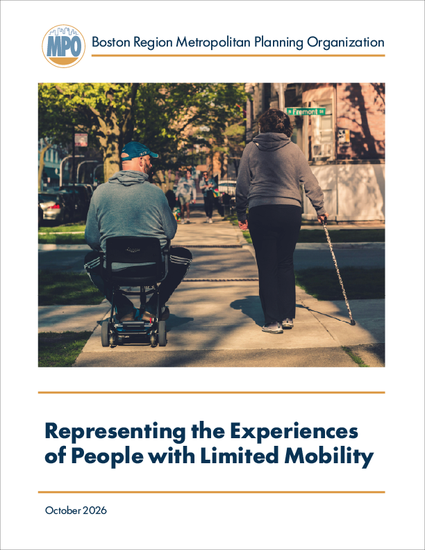 Cover of Report of Boston Region MPO logo and image of two people