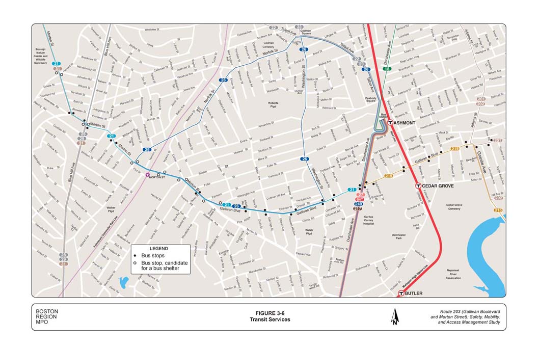 Figure 3-6: Map showing the transit services in the study area