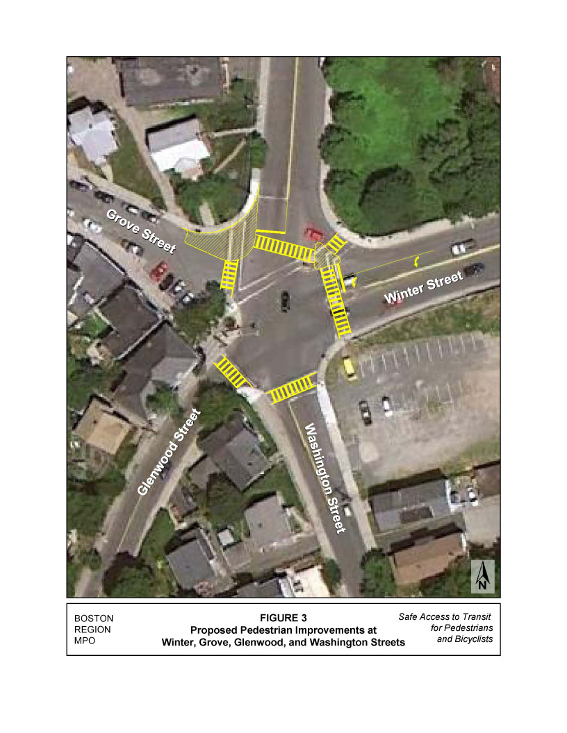 Figure 3 – Proposed Pedestrian Improvements at Winter, Grove, Glenwood, and Washington Streets
